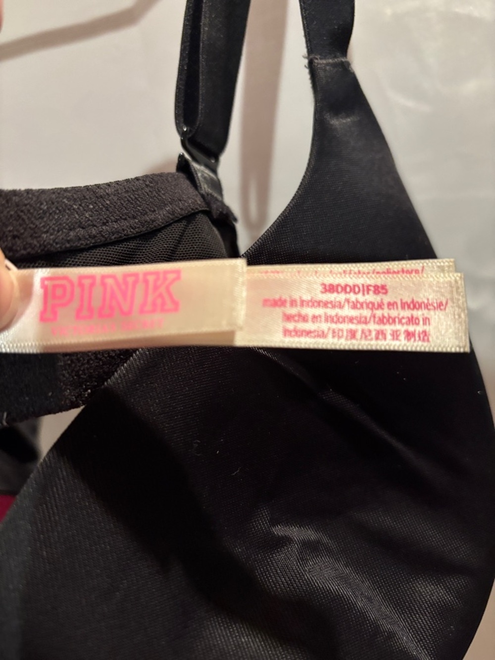 PINK Branded Black Bra with Pink Logo